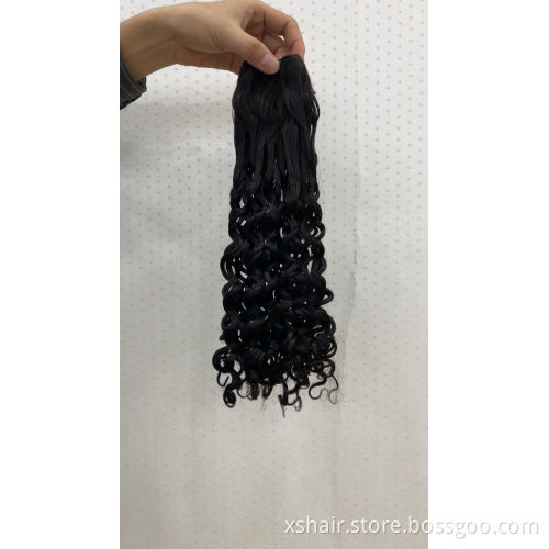 Customized Texture Fumi Super Double Drawn Virgin Indian Human Hair Pixie Curls 3 Bundles with Lace Frontal Closure